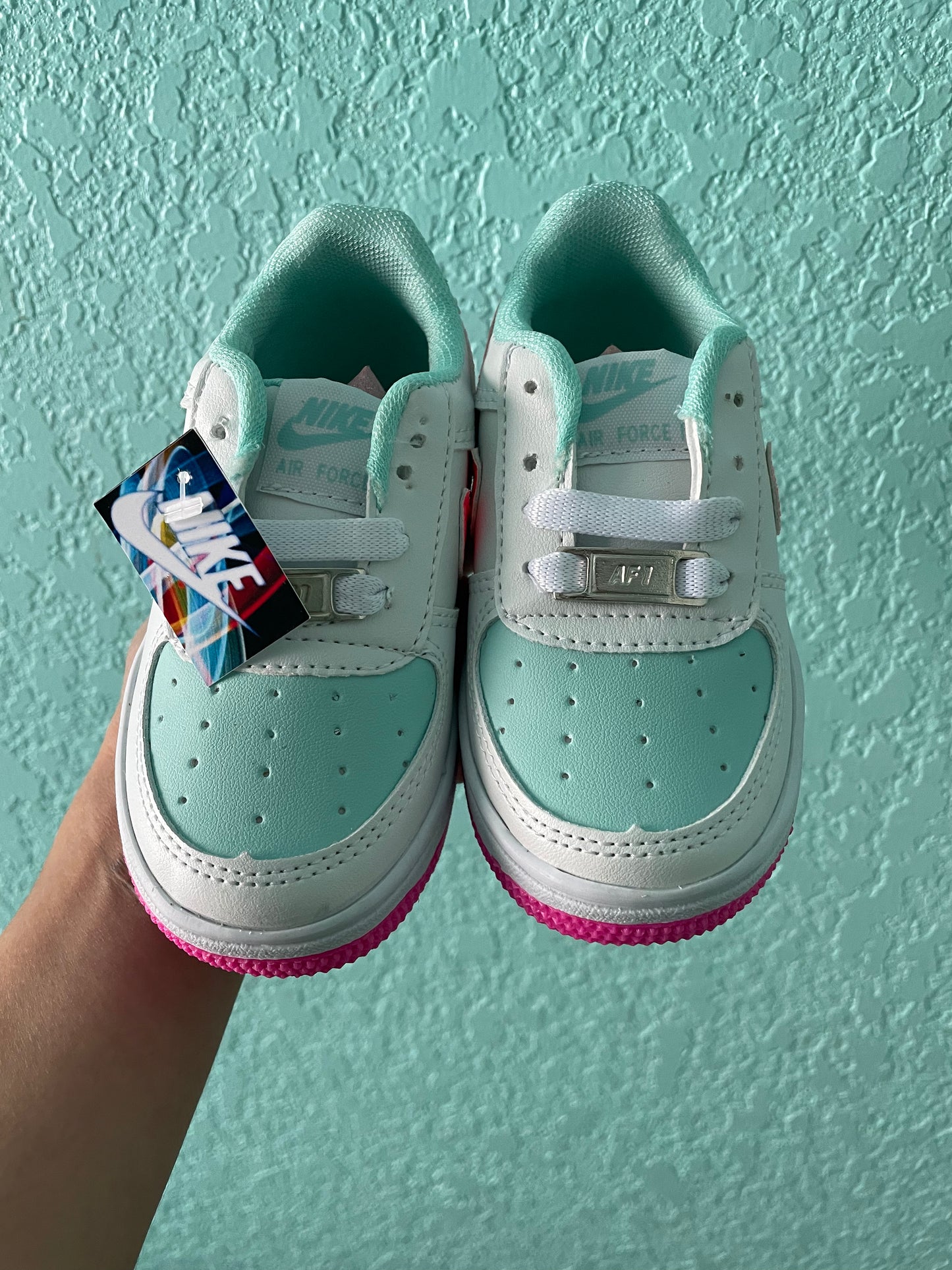 White/coral shoes